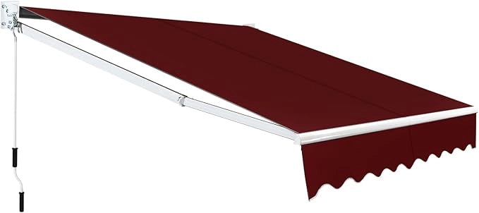 Tenda da Sole per Esterno Avvolgibile, Tenda da Sole a Bracci Estensibili con Telaio in Alluminio e Tettuccio Resistente al Sole e Impermeabile e Manovella (245 x 200 cm,Rosso)