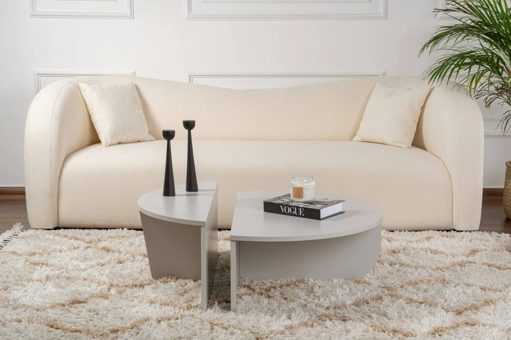 Mansue, Tavolino da Salotto Peso Massimo Supportato 15 kg, 90x60x35h cm Grigio