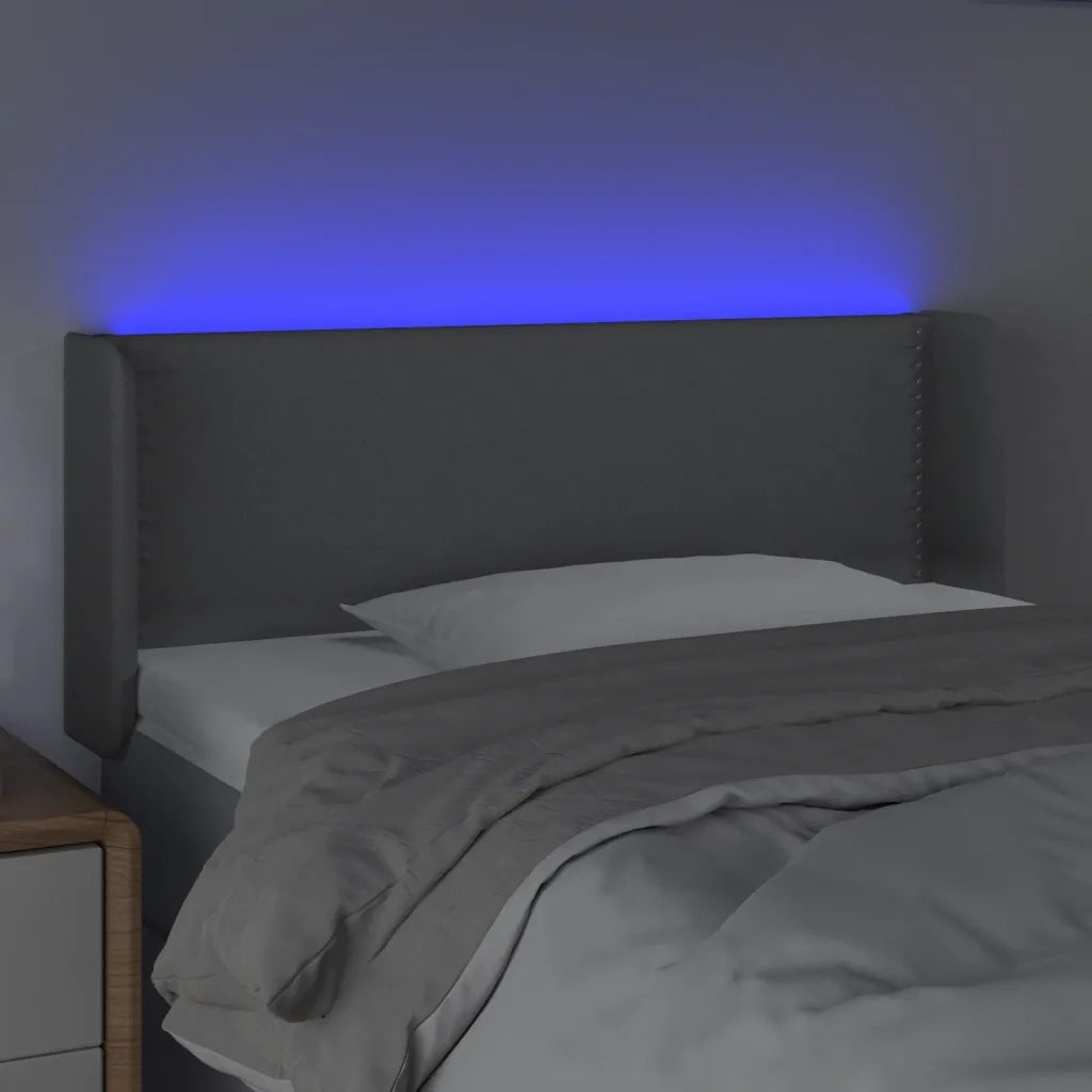 Testiera Grigio Chiaro a LED 83x16x78/88 cm in Tessuto