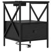 Comodino | Armadio da Notte | Mobiletto da notte con cassetto Rovere Nero 41,5 x 40,5 x 55 cm