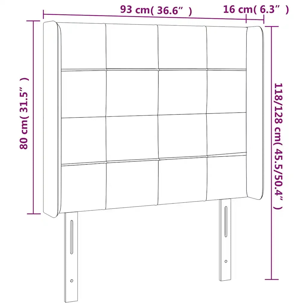 Testiera | Testata ad Orecchio Blu Scuro 93x16x118/128 cm in Velluto