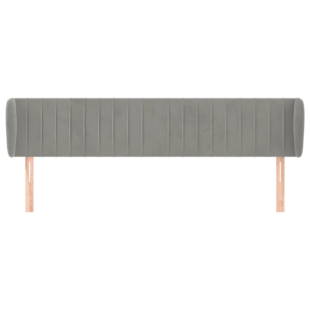 Testiera | Testata ad Orecchio Grigio Chiaro 183x23x78/88 cm in Velluto