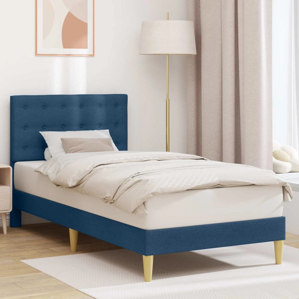 Struttura del letto con testiera Blu 90 x 200 cm Tessuto 42027772