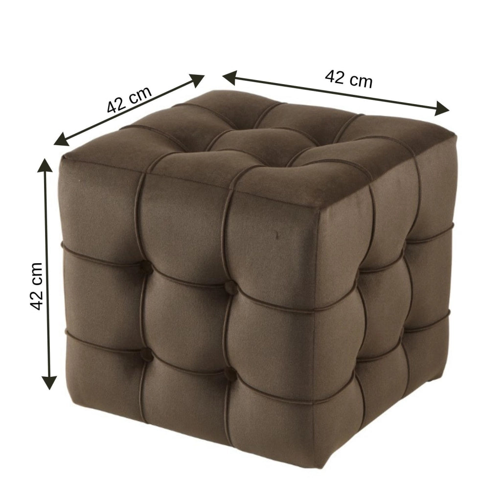 Pouf in velluto "Lizbon" - 42 x 42 x 42 cm - Marrone
