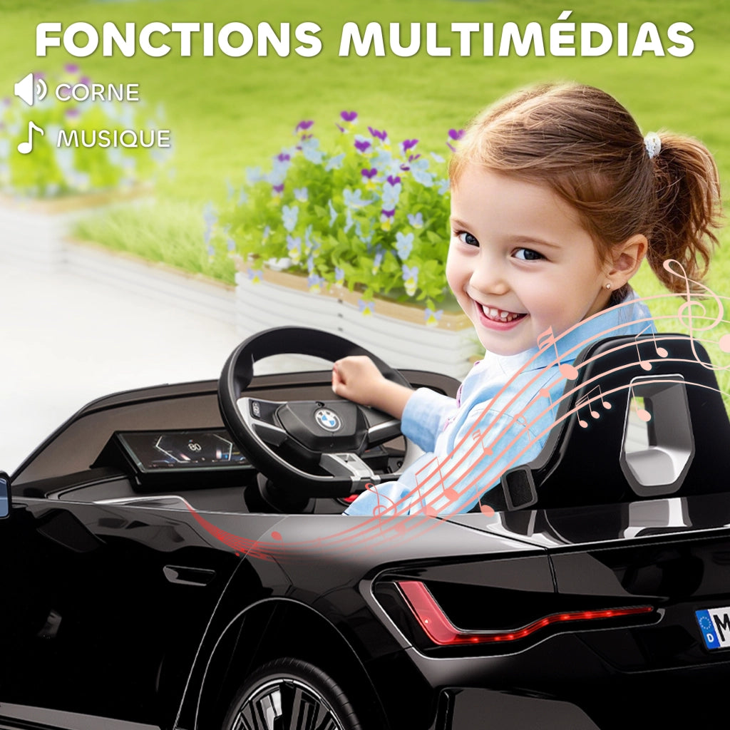 Auto elettrica per bambini BMW I4 12V con telecomando ¨C Zephmum ¨C Nero 115x67x45 cm
