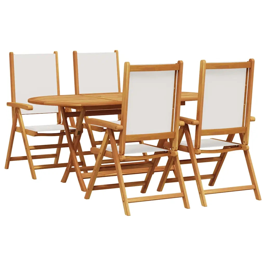 Set da Pranzo per Giardino 5 pcs Bianco Crema