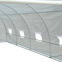 Serra da Giardino a Tunnel Per Piante, Struttura in Metallo e Copertura in PE, 6x3x2m, Bianco