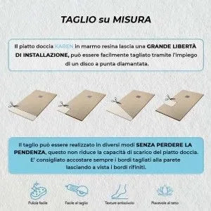 Piatto doccia 70x120 in resina su misura tortora effetto pietra Karen