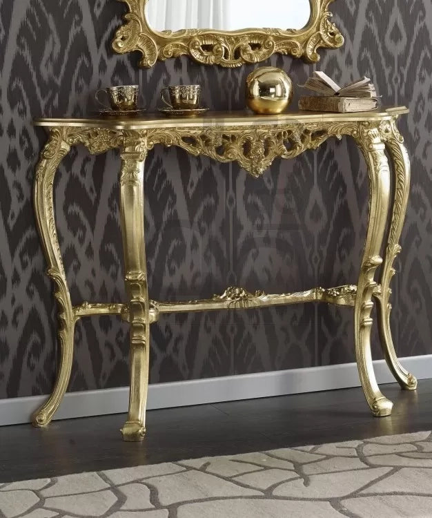 Consolle barocca in foglia oro misura  : l. 114 x h. 83 x p. 31 - Mobili 2G