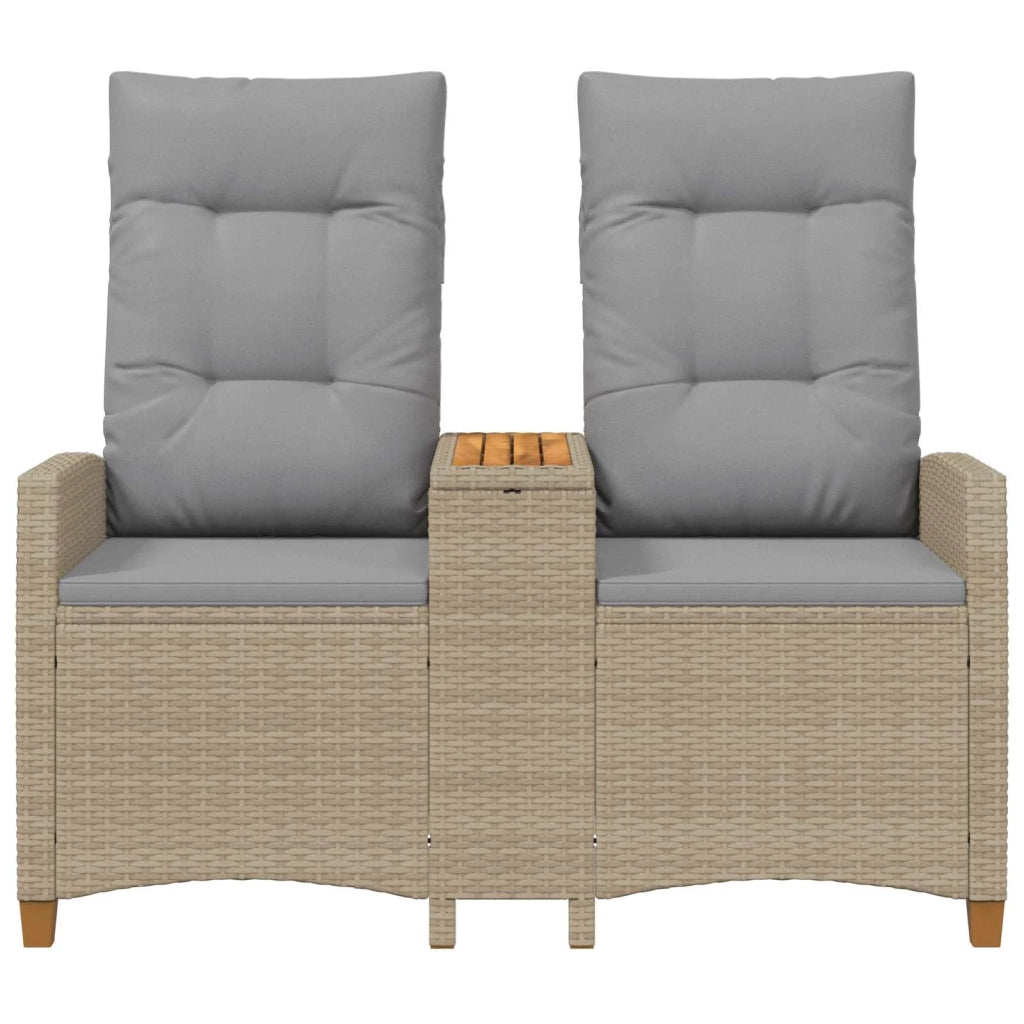 Panca da Giardino | Panchina reclinabile con tavolo Beige e Grigio Chiaro