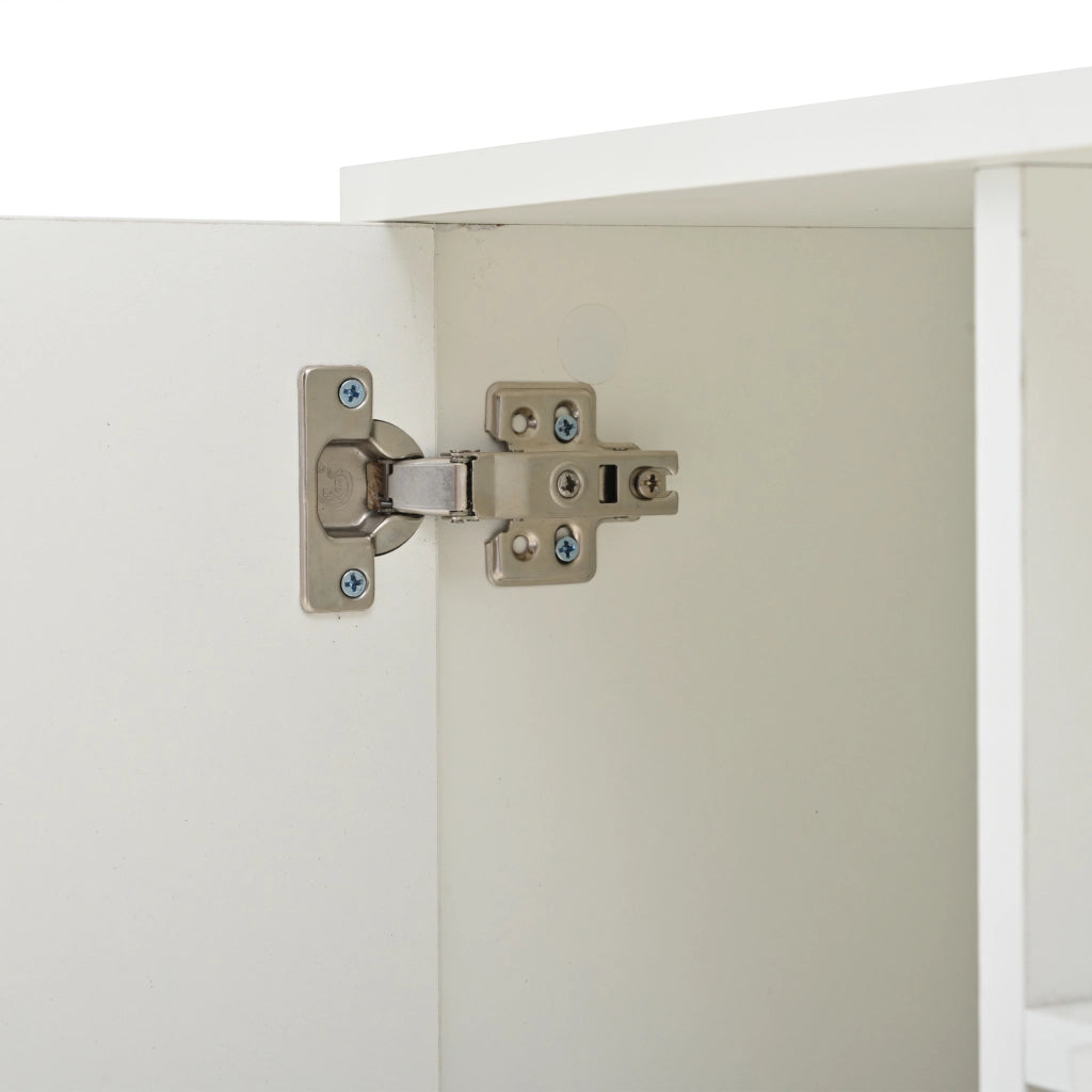 TAVOLINO DA SALOTTO LED 100x50x40 cm Bianco in Truciolare con 2 Armadietti e 1 Cassetto