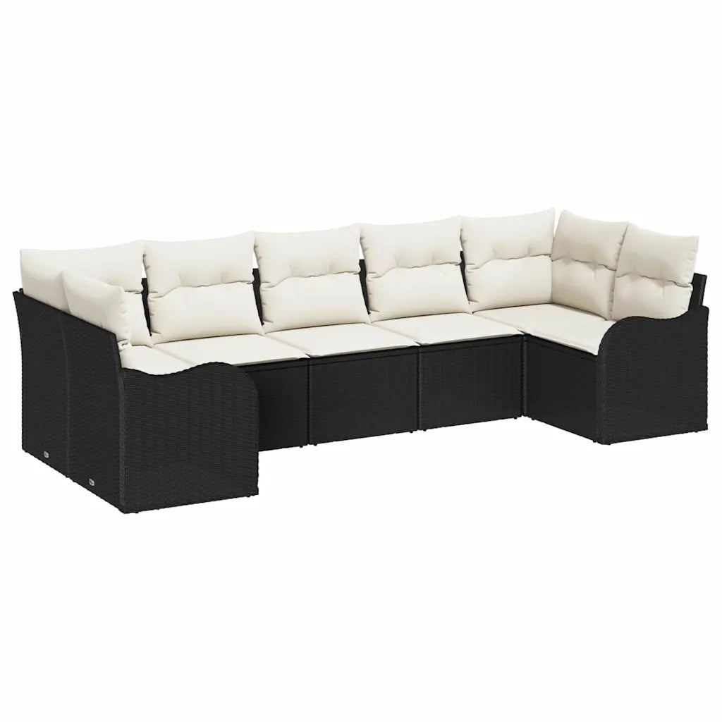 Set Divano da Giardino Nero polyrattan