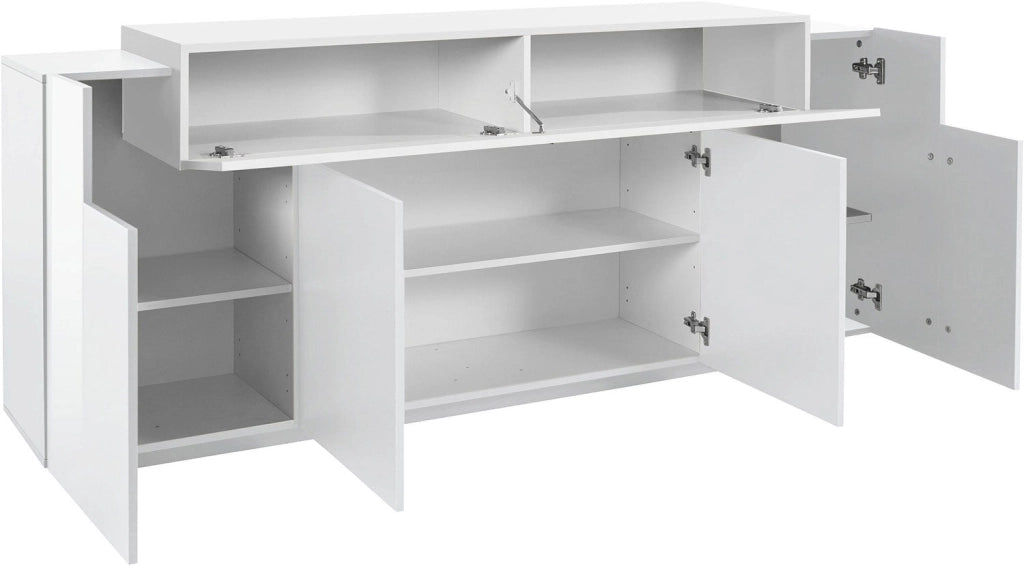 Credenza 5 Ante 200x45x86 cm Coro 4A Bianco Lucido/Bianco