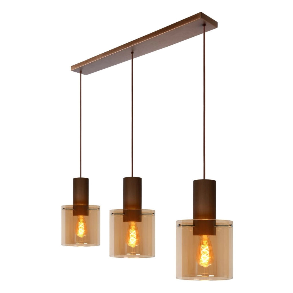 Lucide Toledo lampadario 3 luci E27 dimmerabile bronzo