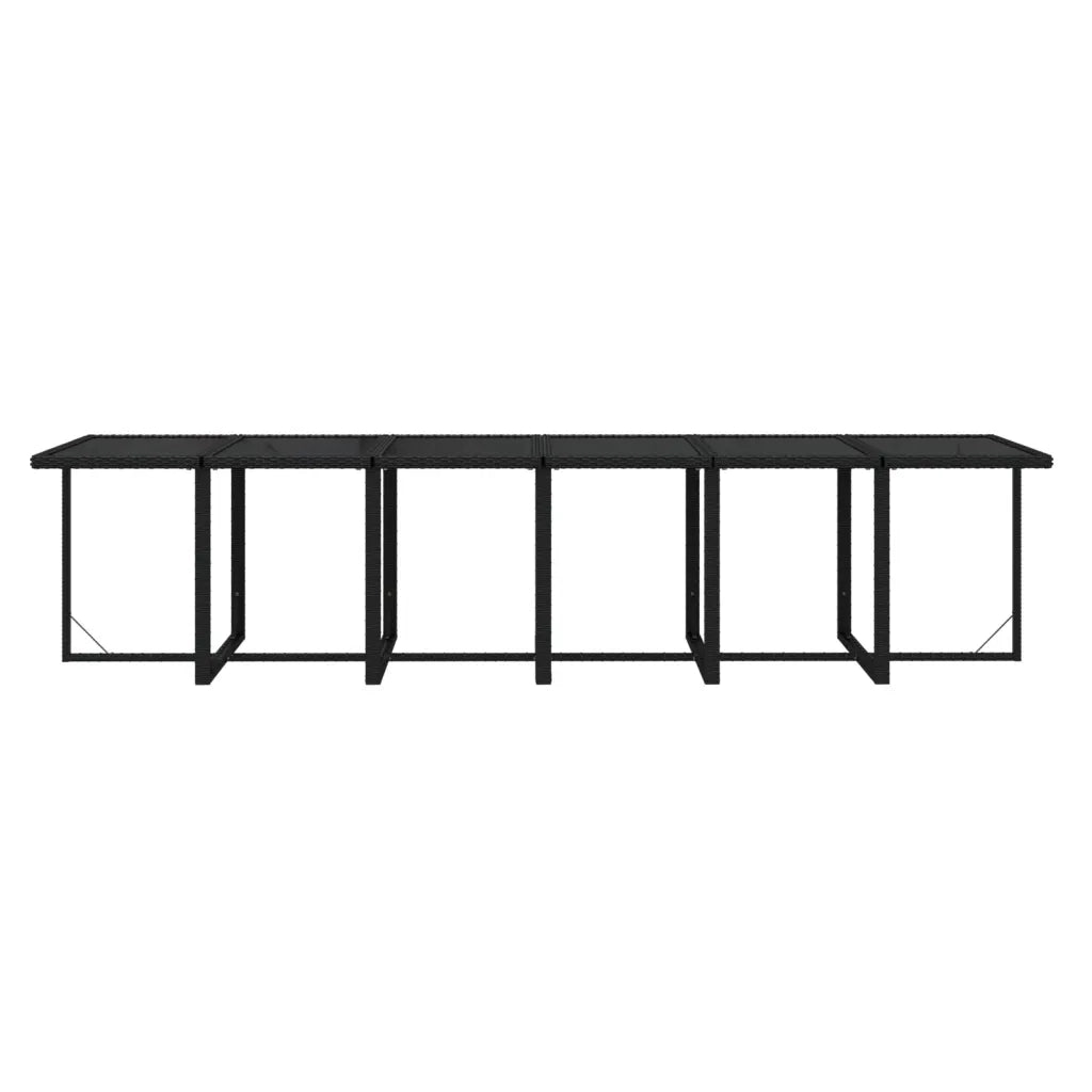 Set da Pranzo per Giardino 13 pz con Cuscini in Polyrattan Nero 3095612