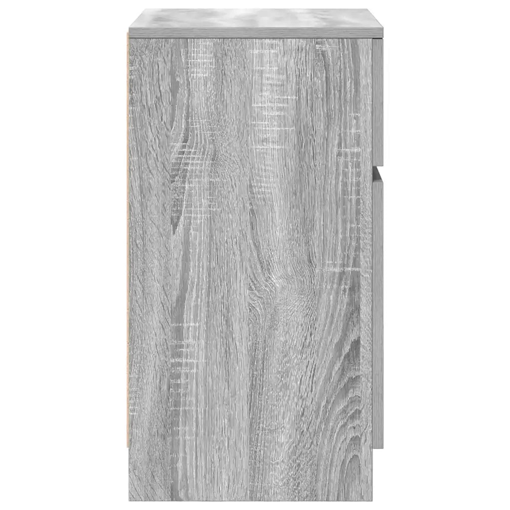 Set di 2 Comodini | Armadio da Notte | Mobiletto da notte Grigio Sonoma 39x35x65 cm in Legno Multistrato