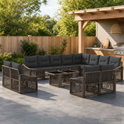 Set Divano da Giardino 13 pz Grigio e Grigio Scuro polyrattan 3437333