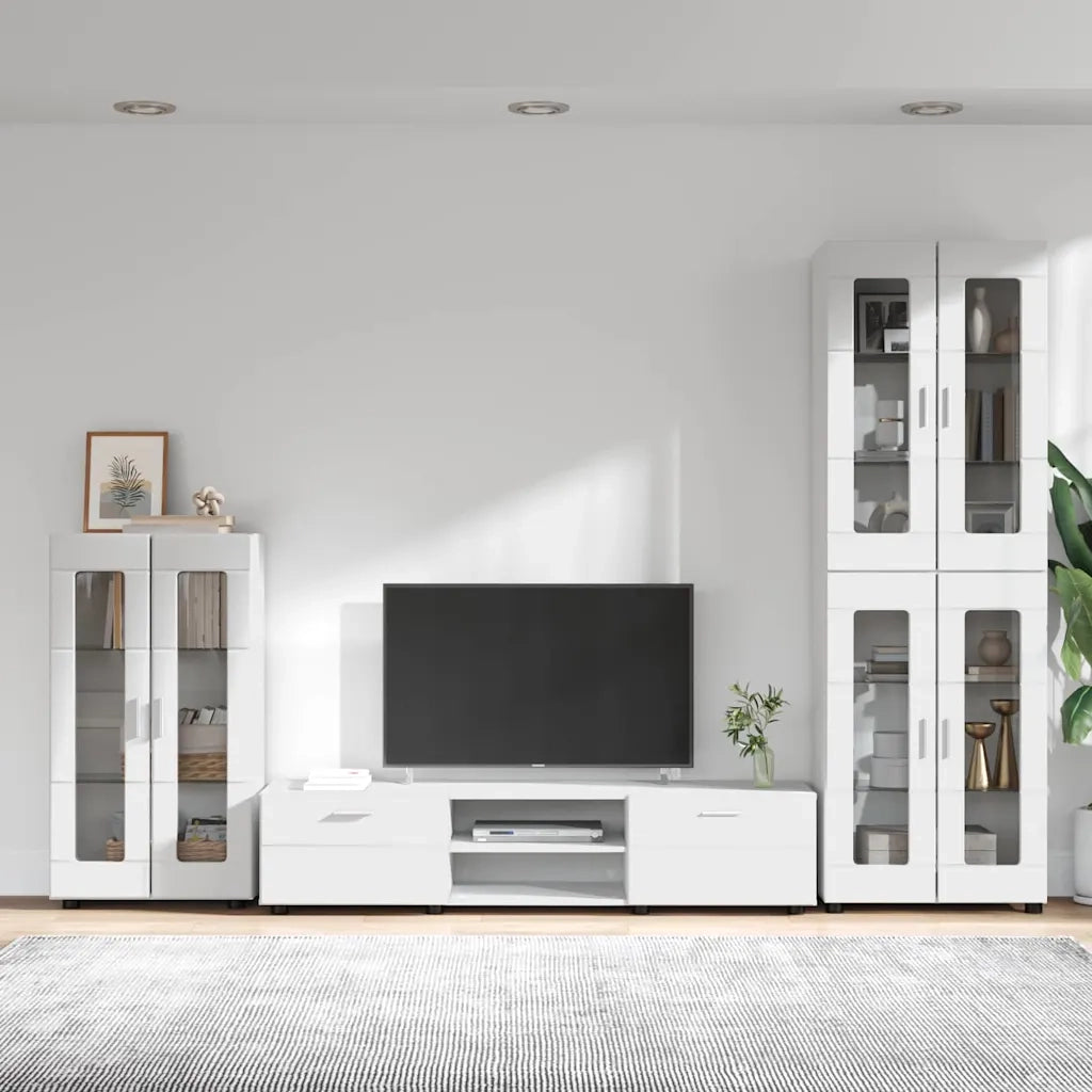 Set mobile TV con cassetto FLORIN Bianco Legno multistrato