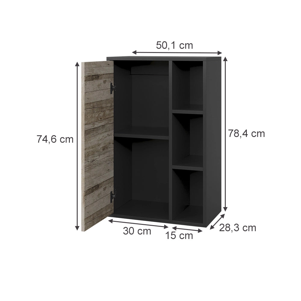 Vicco Libreria da parete Rovere nero/sabbia 50.1 x 78.4 cm con 2 scomparti chiusi