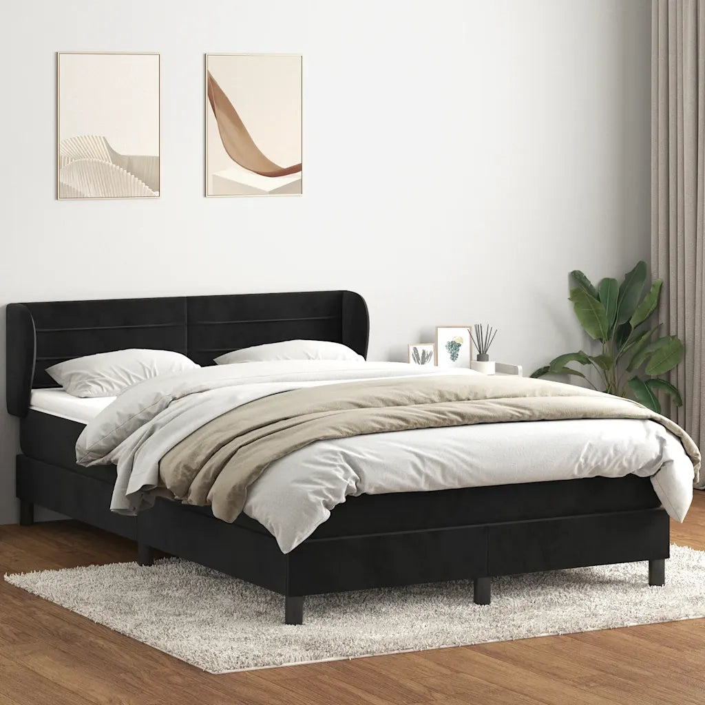 Giroletto a Molle con Materasso Nero 160x210 cm in Velluto 3317615
