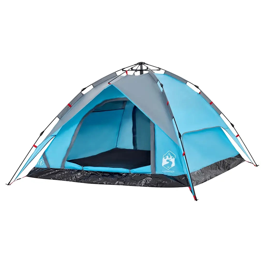 Tenda a Cupola da Campeggio 4 Persone-Tenda per Escursionismo Blu a Rilascio Rapido 886075