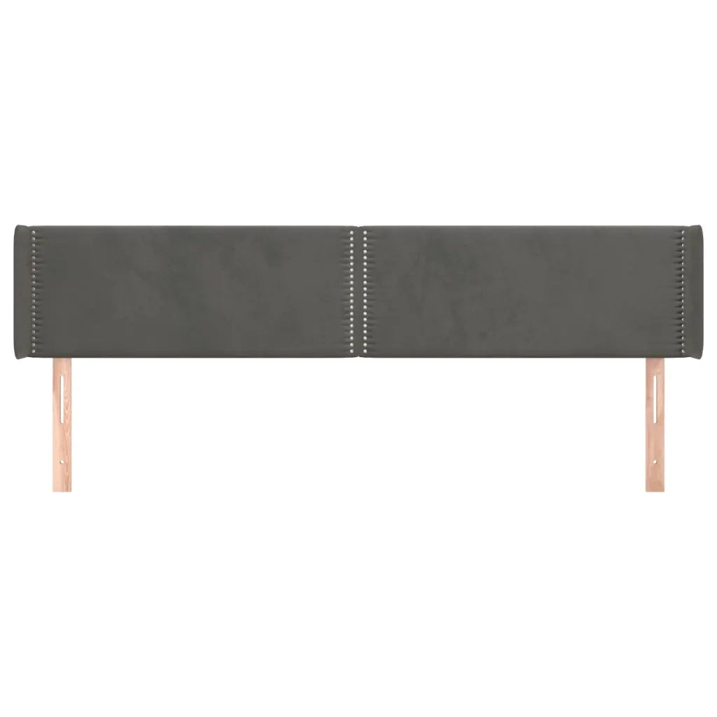 Testiera | Testata ad Orecchio Grigio Scuro 203x16x78/88 cm in Velluto
