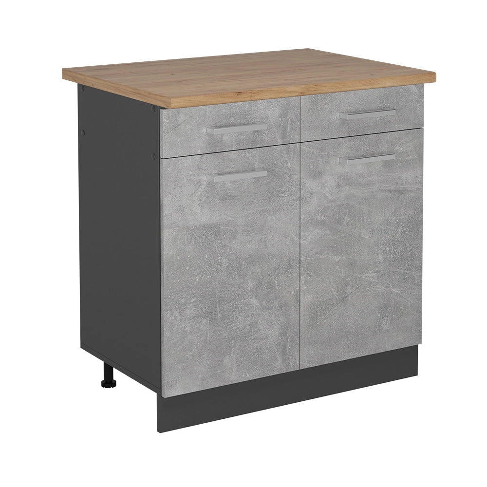 Mobiletto base per cucina R-Line Calcestruzzo/Antracite 80 cm, PL Rovere Vicco