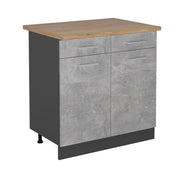 Mobiletto base per cucina R-Line Calcestruzzo/Antracite 80 cm, PL Rovere Vicco