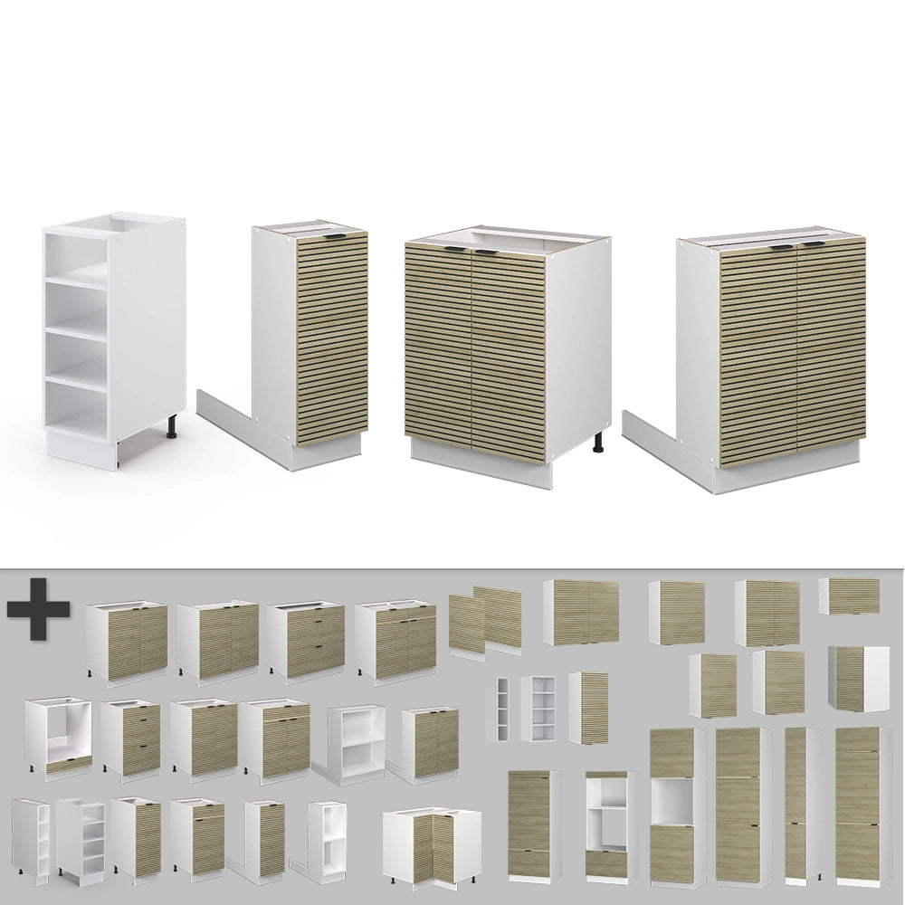 Isola cucina Fame-Line Pannello in quercia/Bianco 90 cm senza piano di lavoro Vicco
