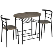 Set da pranzo bistrot con tavolo e sedie, 1 tavolo, 2 sedie, 80 cm x 53 cm x 74,5 cm, nero