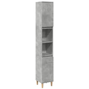 Armadietto Bagno | Armadio da bagno Grigio Cemento 30x30x190 cm Legno Multistrato