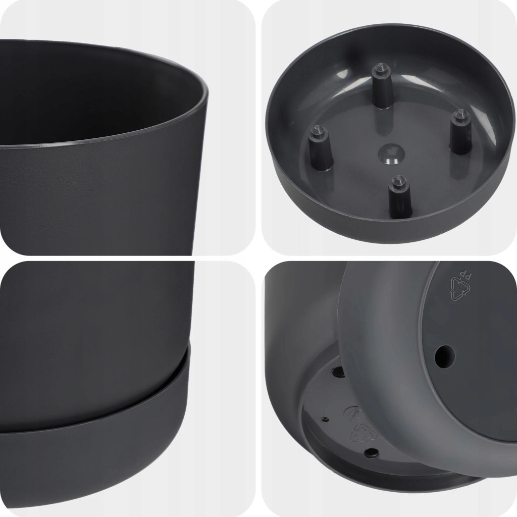 Vaso da fiori KADAX con supporto, coperchio, ciotola rotonda, 17 cm, antracite