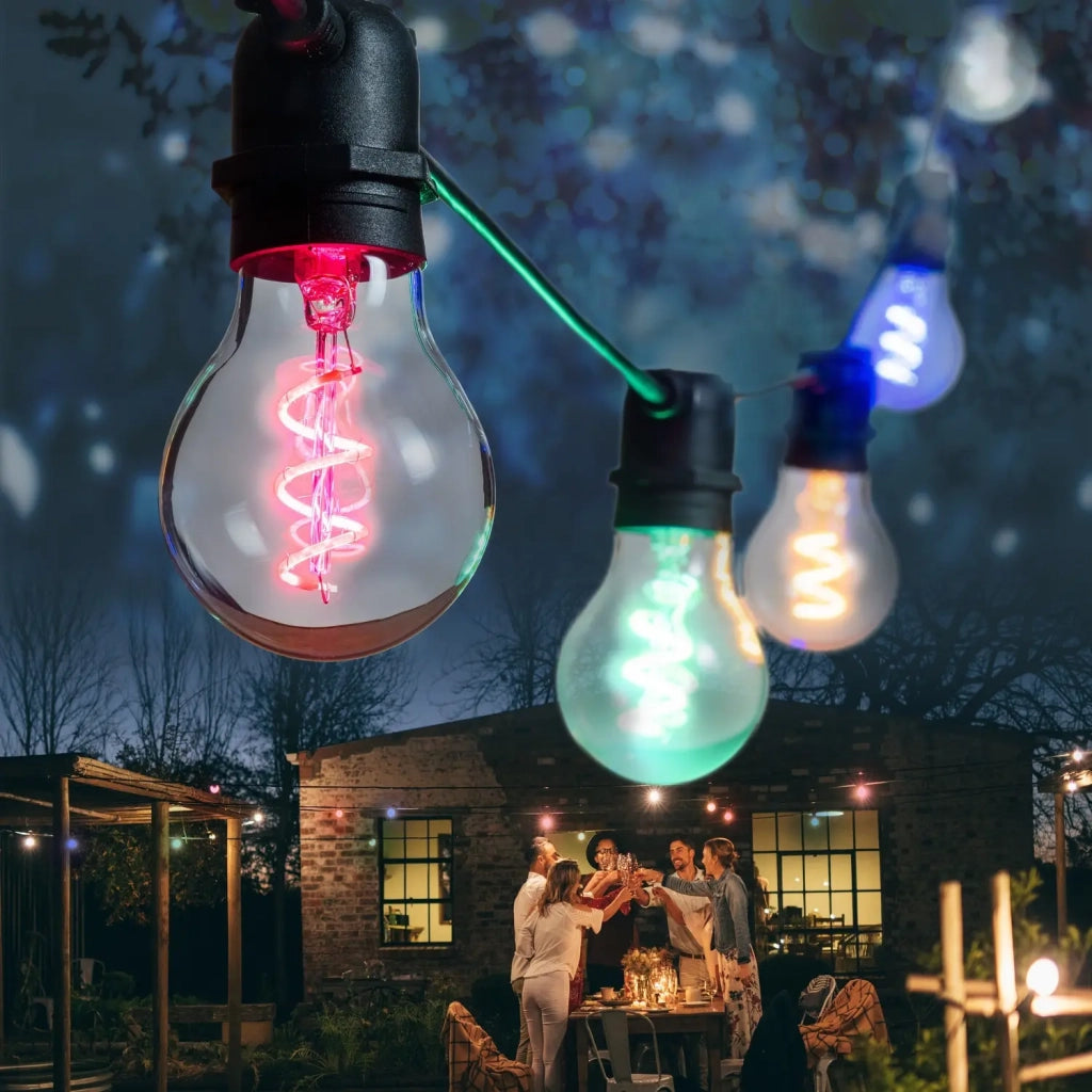 Party Light 36V 10 A60 E27 Spiral Filament LED 4+5m Multicolor