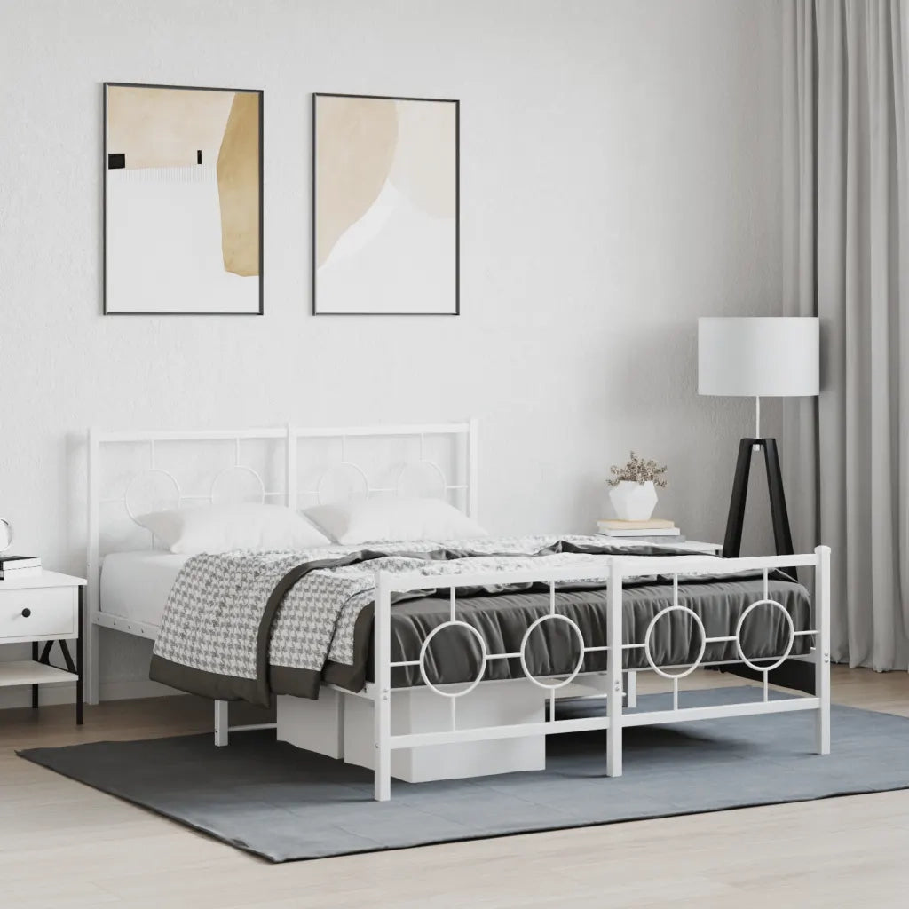 Giroletto con Testiera e Pediera Metallo Bianco 140x190 cm