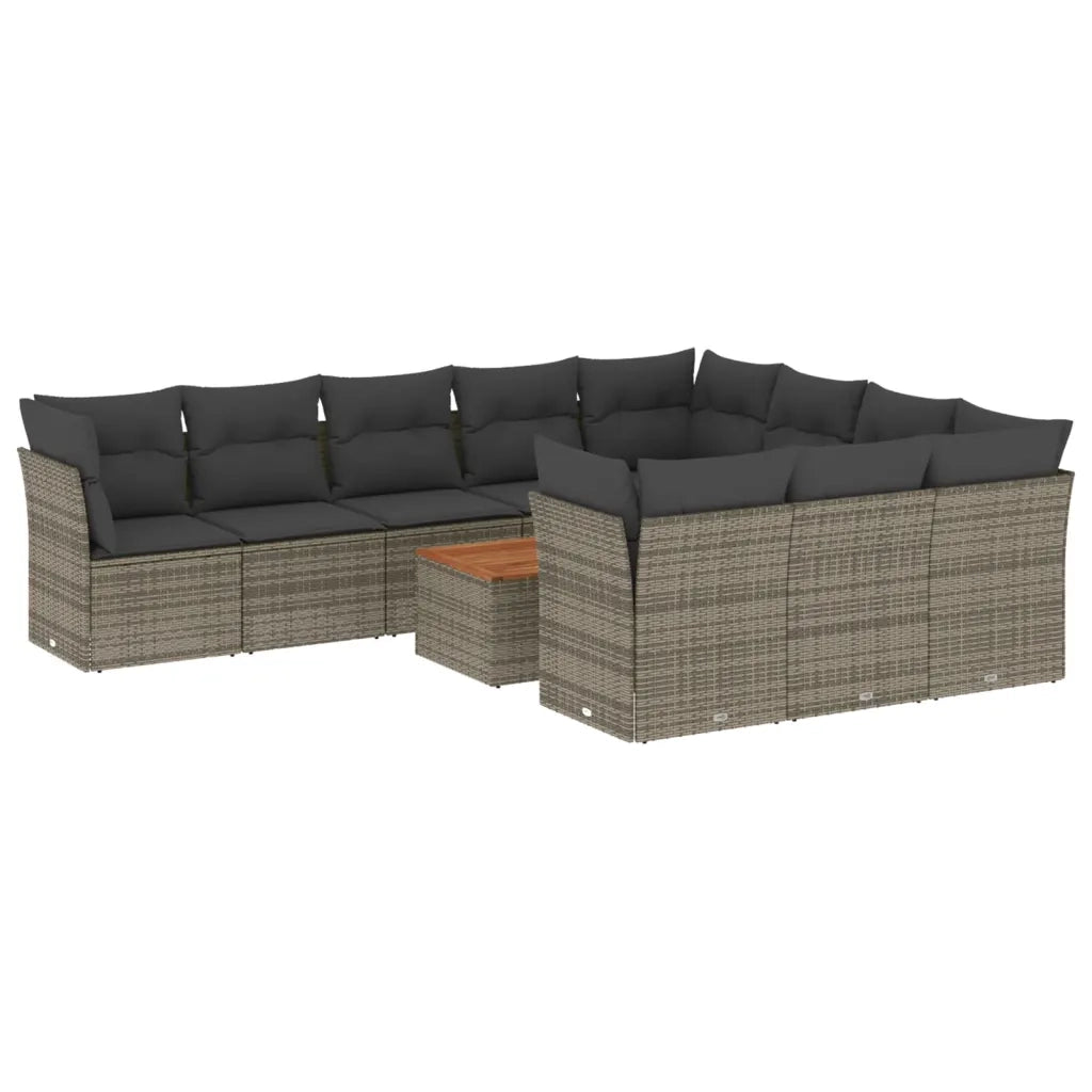 Set Divani da Giardino 11 pz con Cuscini in Polyrattan Grigio 3256172