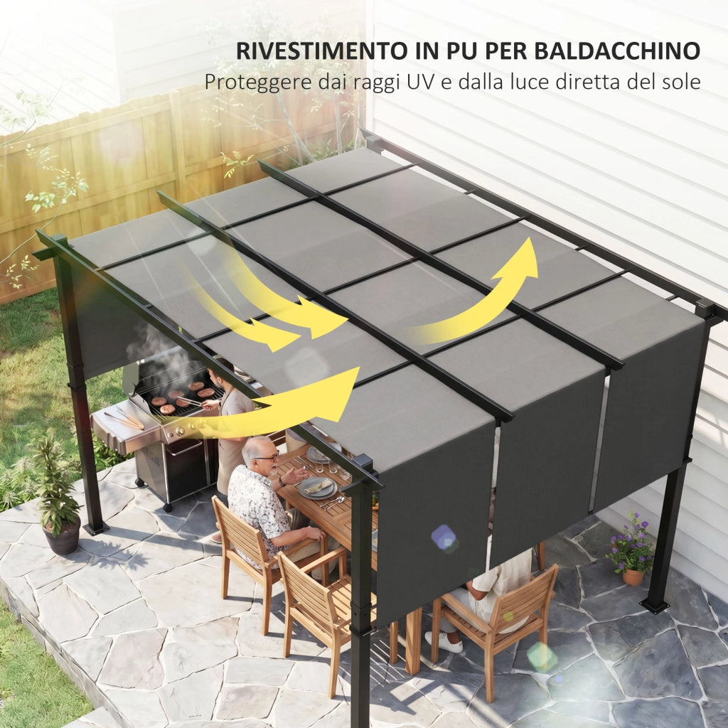 Gazebo Pergola 3x3.5 m ¨C Minimal ¨C Grigio Acciaio Poliestere Anti UV