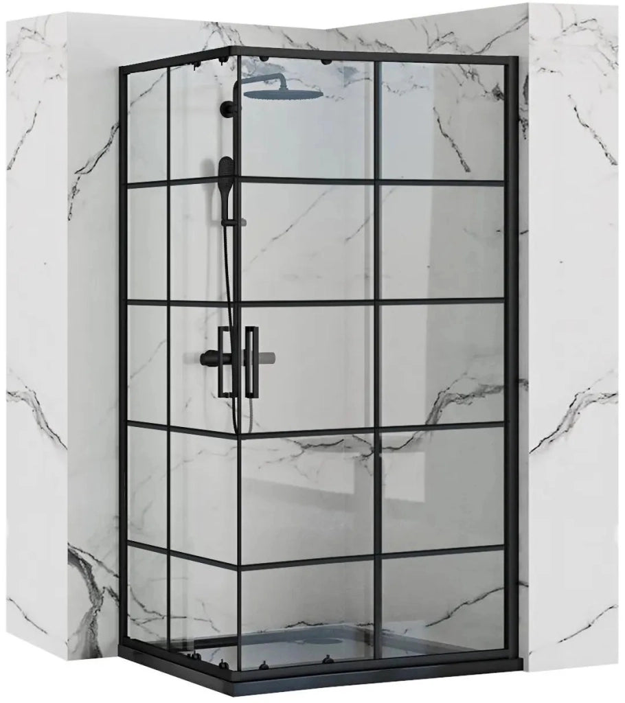 Cabina Doccia Rea Concept Black 80x100 con piatto doccia Savoy