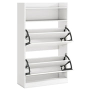 Scarpiera sottile con 2 cassetti a ribalta 60 x 24 x 102 cm salvaspazio design moderno in legno bianco 20_0012819