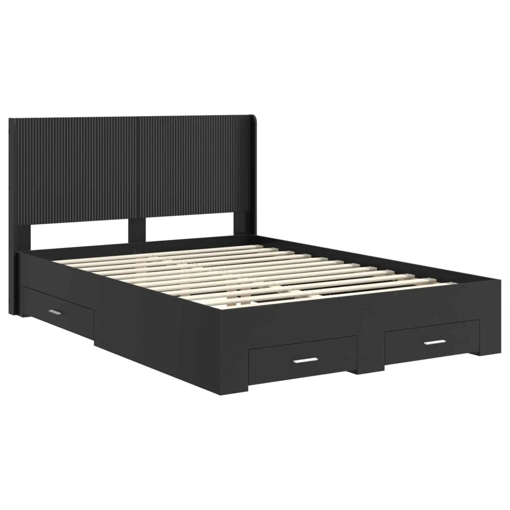 Struttura del letto con stoccaggio e testata Nero 135 x 190 cm 3414118