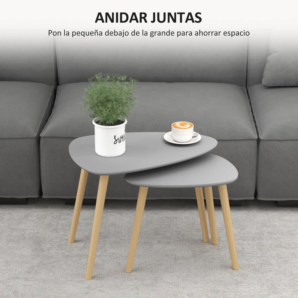 Tavolino Nido ¨C Minimal ¨C Grigio e Naturale 59,5x39,5x45 cm e 44,5x28,5x40 cm