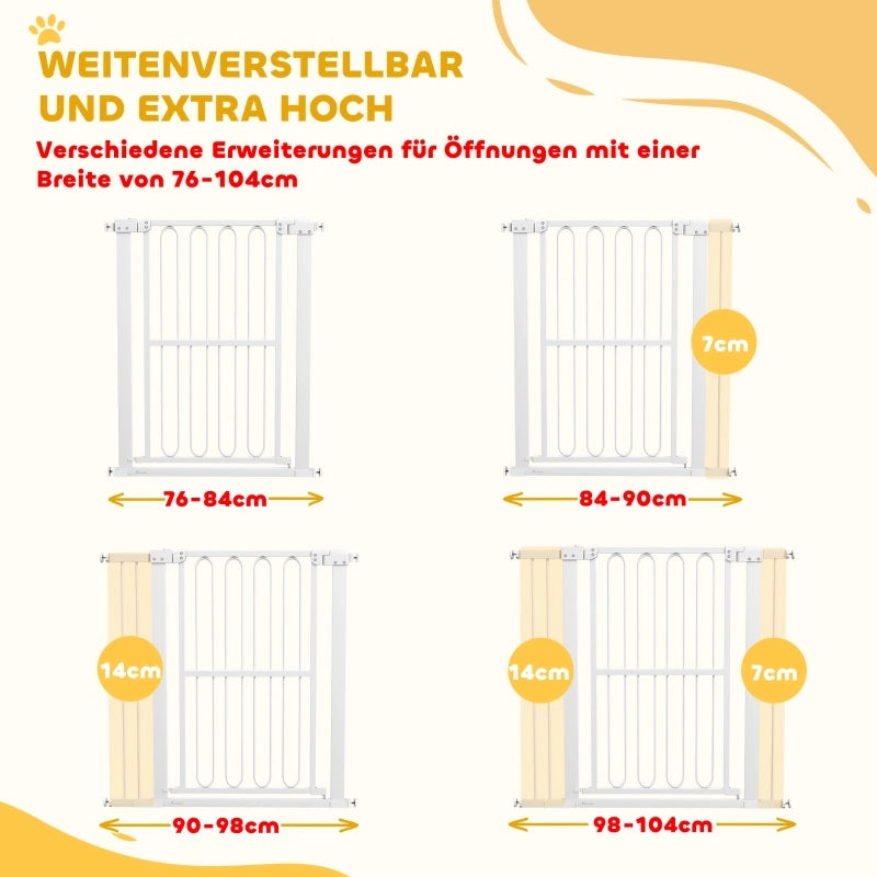 Barriera estensibile a forbice regolabile da 76 a 104 cm per porte e scale in acciaio bianco 94 cm