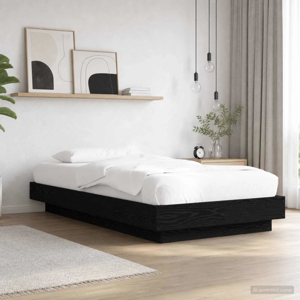 Letto con LED Rovere Nero 80 x 200 cm Legno ingegnerizzato 3429587