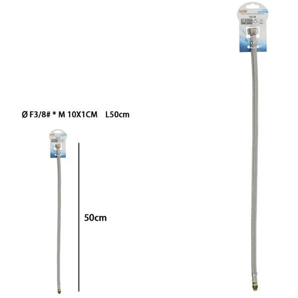 Trade Shop - Tubo Flessibile Flessibili Rubinetto Miscelatore Acqua 50 Cm F 3/8 X M10/1 69394 -