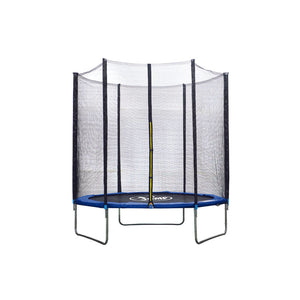 Trampolino Tappeto Elastico Ø183x200 cm in Acciaio con Rete di Protezione Nero e Blu