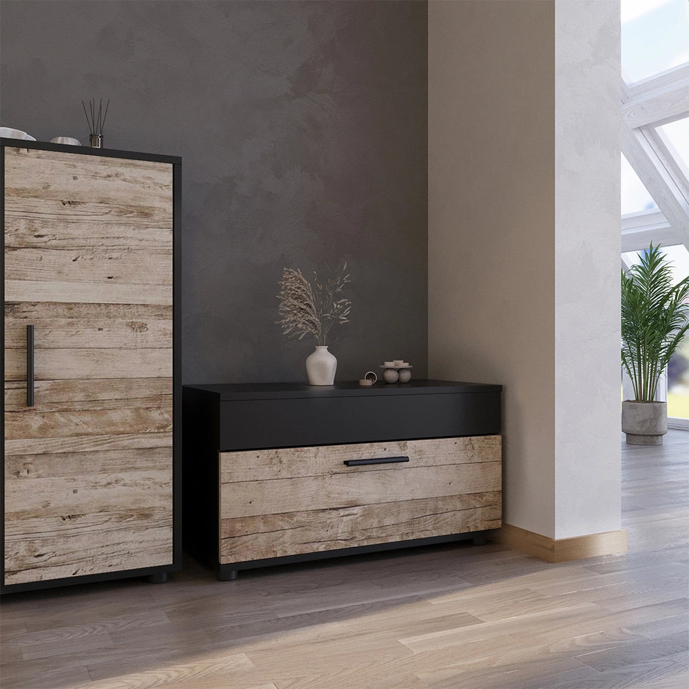 Mobile da soggiorno Berno Nero/Rovere sabbia 70.8 x 38.9 cm con porta a battente Vicco
