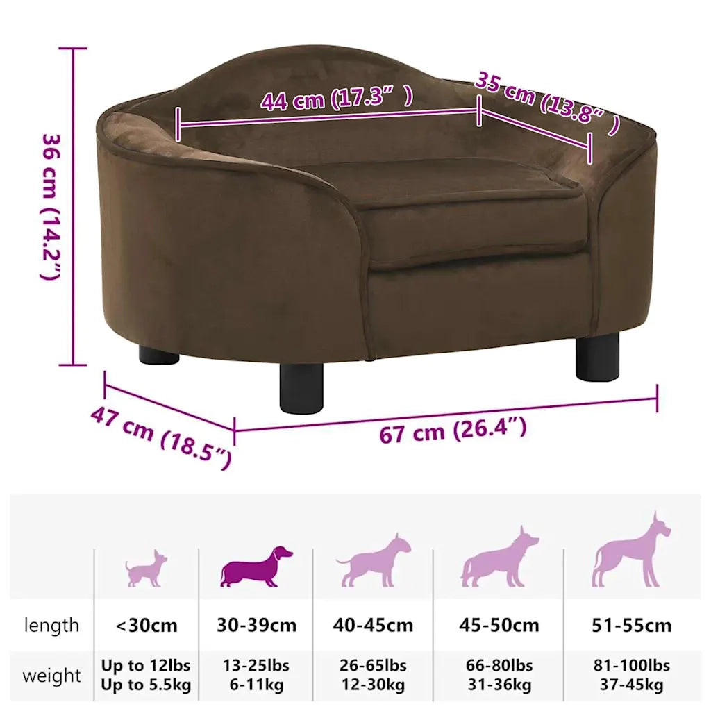 Divano per Cani Marrone 67x47x36 cm in Peluche 171085