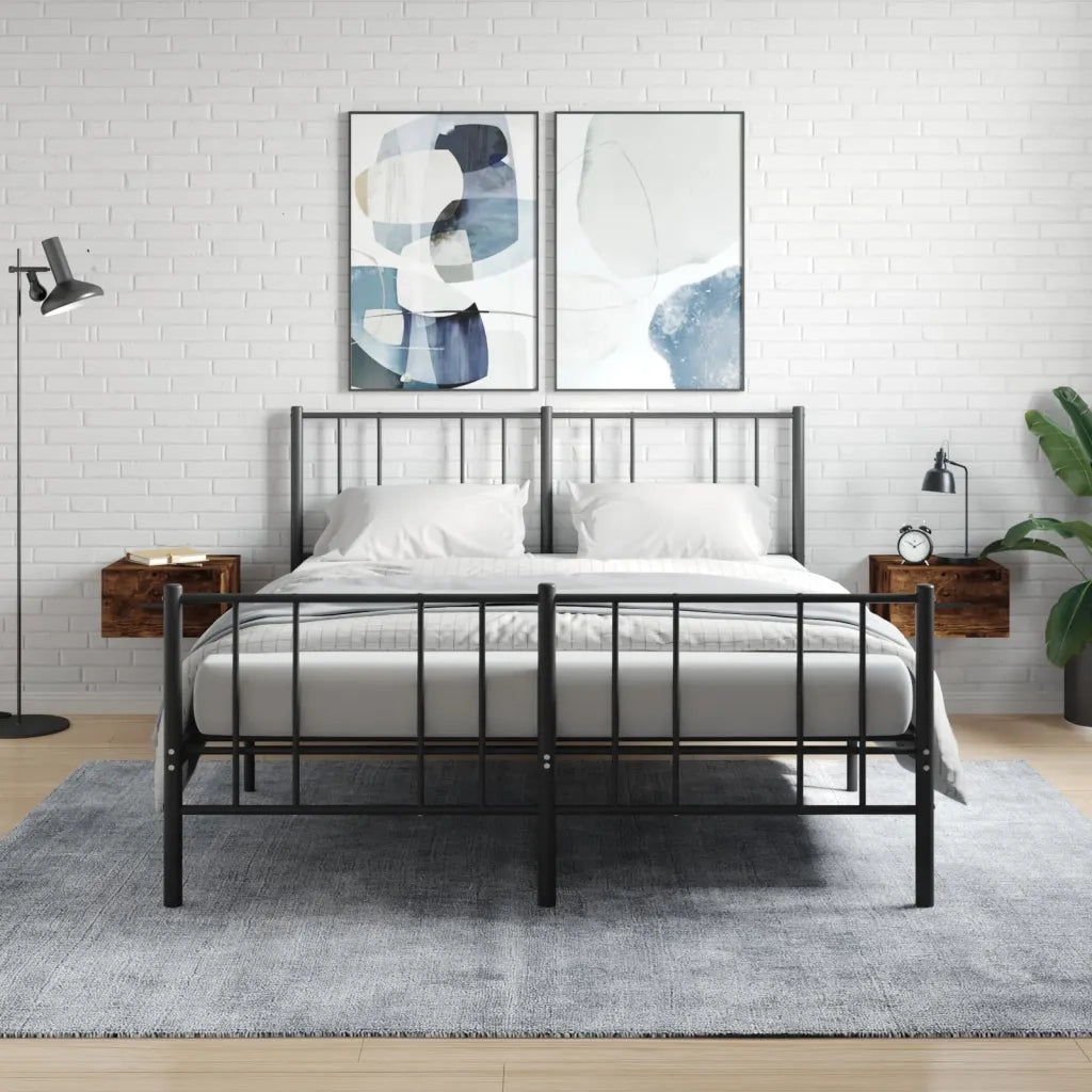 Comodini a Muro 2 pz-Set di 2 Tavolino da notte Rovere Fumo 35x35x20 cm 734054