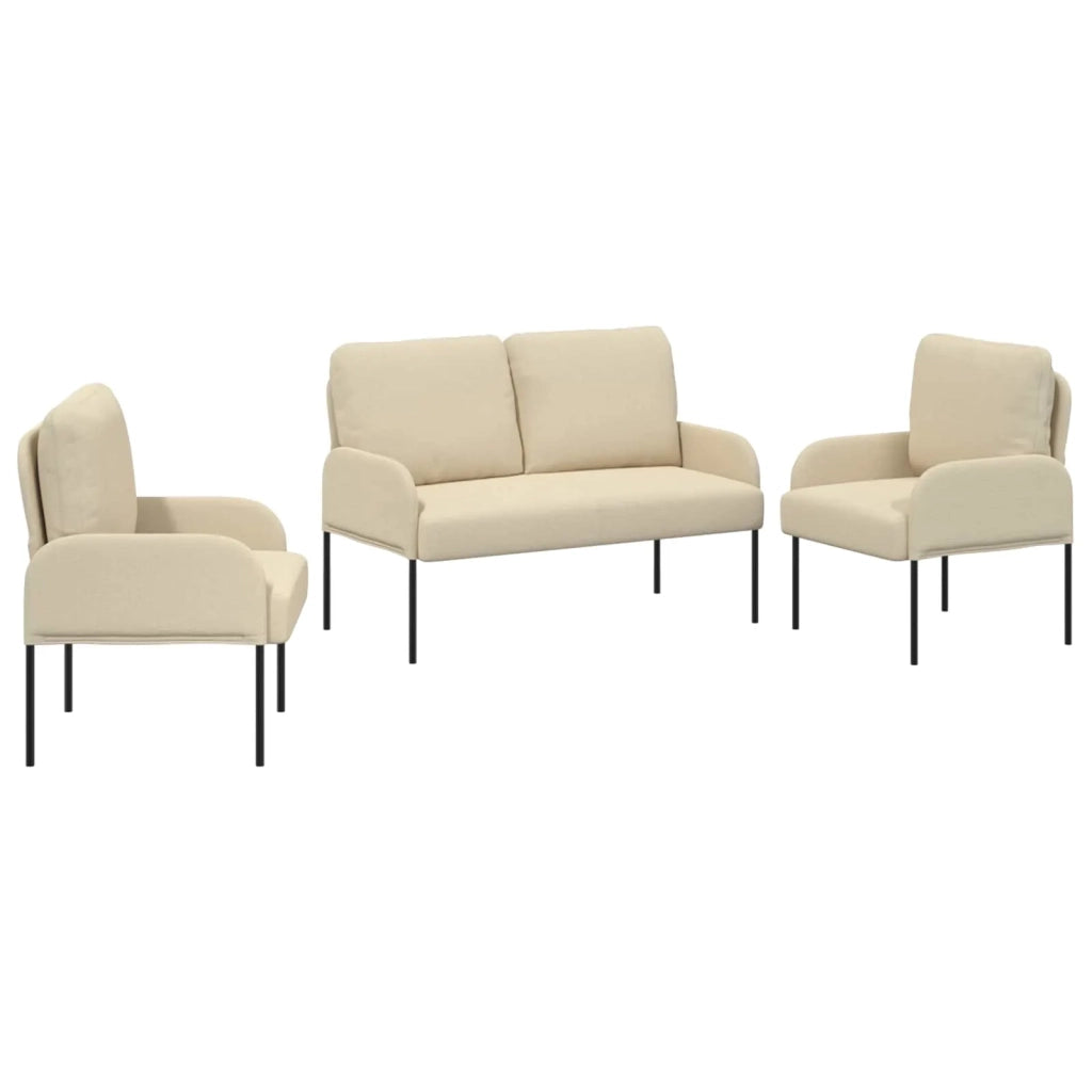 Set divani 3 pcs Crema 115 x 56 x 80 cm Legno compensato 3406214