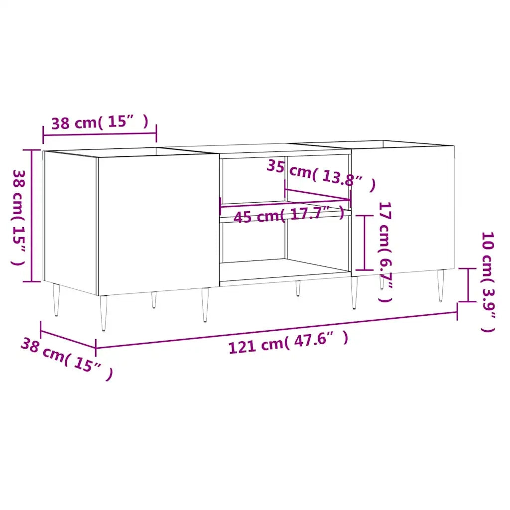 Mobile Porta Dischi Grigio Cemento 121x38x48 Legno Multistrato CFW8286594