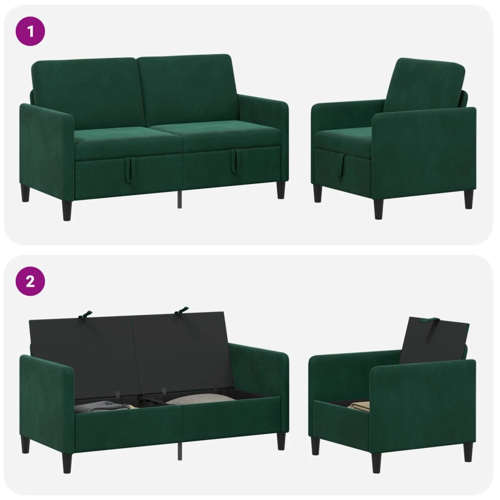 Set di Divani con Storage 2 pz Verde Scuro Poliestere 3429192